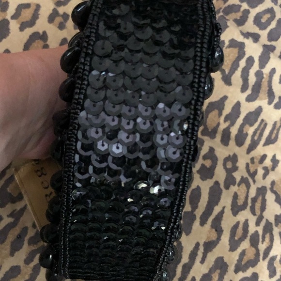 LA REGALE Black Formal tear drop Beaded Sequin mini bag Clutch NWT - Picture 9 of 13